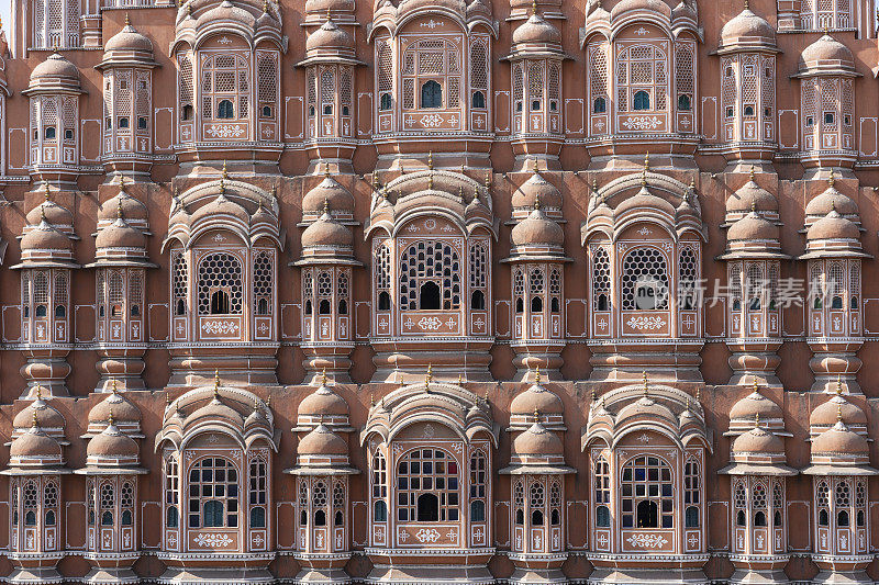 哈瓦玛哈，印度拉贾斯坦邦斋浦尔古城的粉色风宫。印度建筑背景
