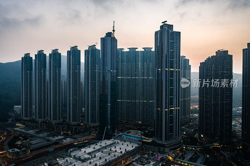 香港住宅建筑的无人机视图