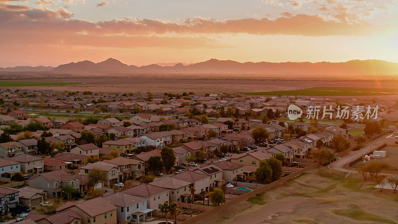 亚利桑那州马里科帕社区的航拍