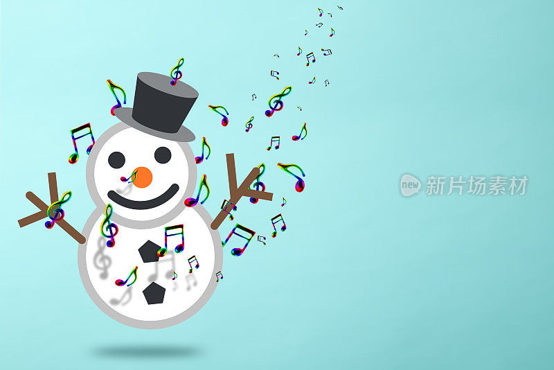 空中的雪人和飞舞的音符