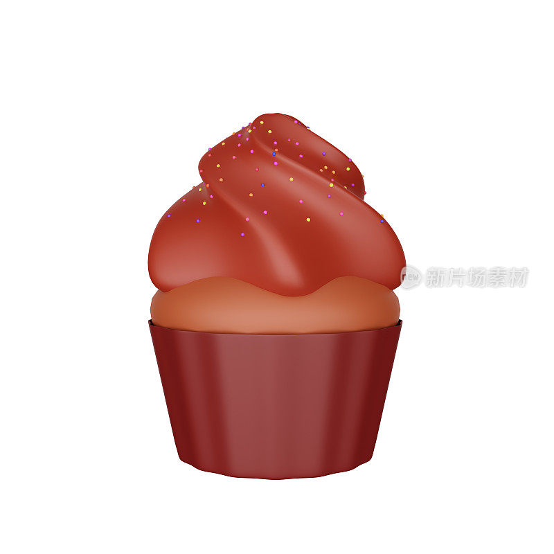 纸杯蛋糕快餐图标的3d渲染