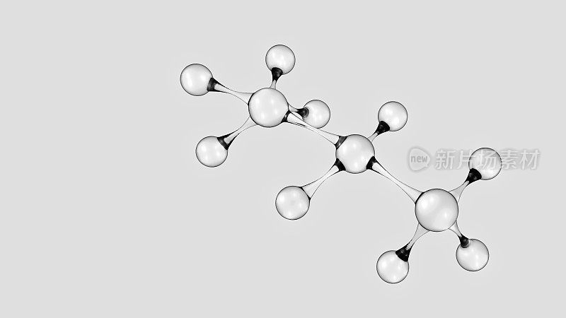 3d渲染分子结构，臭氧，氢和氧