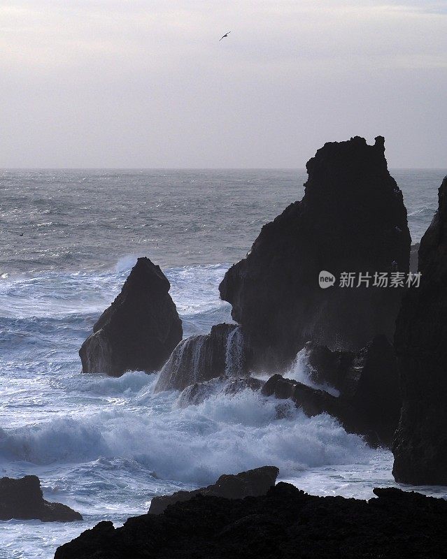 玄武岩上的巨浪
