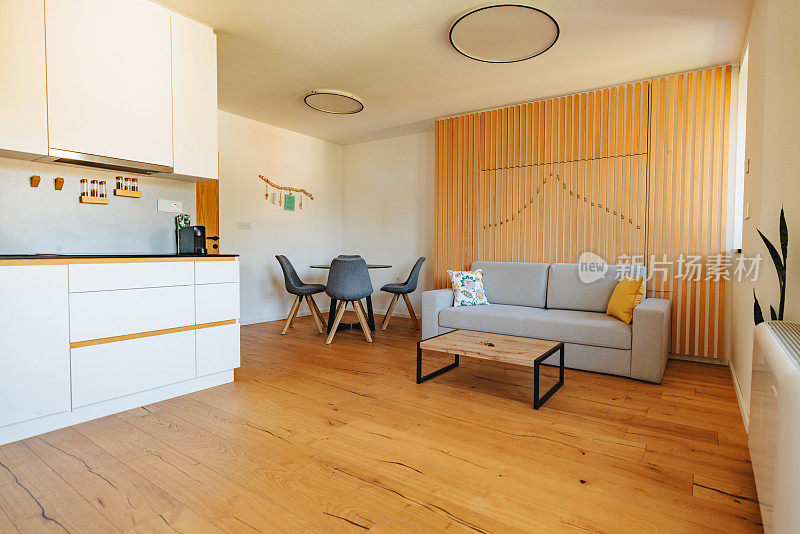一个漂亮舒适的工作室，带一个小客厅和厨房的公寓出租