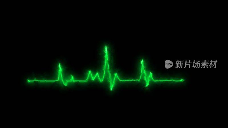 发光的霓虹灯绿色心跳脉冲图标。紧急心电监护很健康的心电图和心电图脉冲线插图。心电图霓虹灯脉搏监测仪和黑色背景。