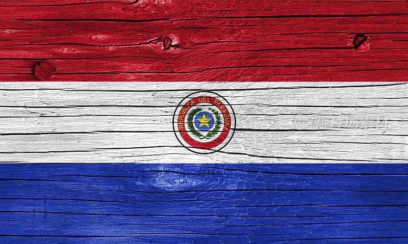 木头上的巴拉圭国旗