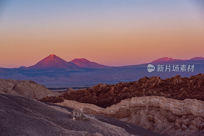 智利阿塔卡马沙漠的月亮谷黄昏(月亮谷)