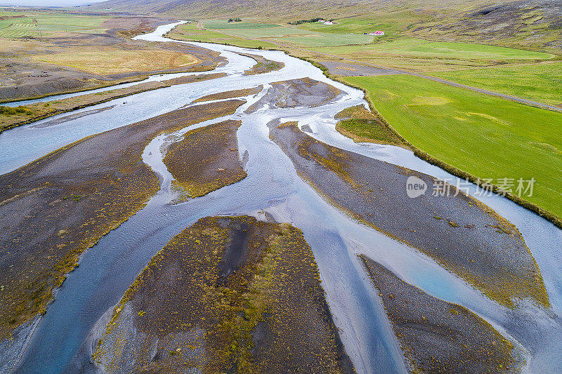 从上往下看冰岛辫状河