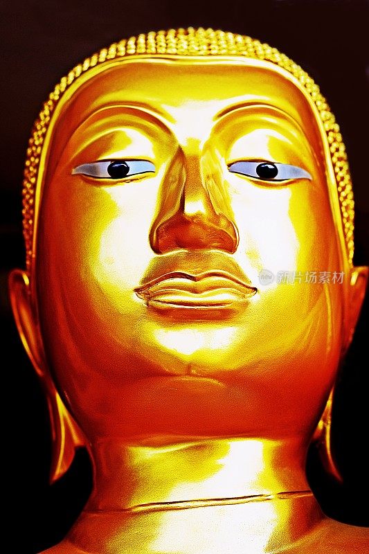 佛像的脸在寺庙-曼谷，泰国。
