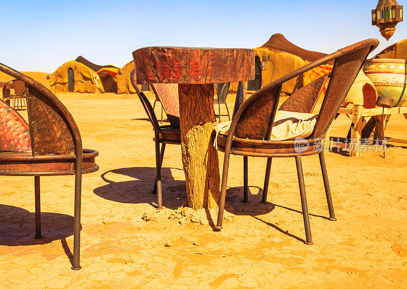 传统的柏柏尔游牧旅社在摩洛哥沙漠