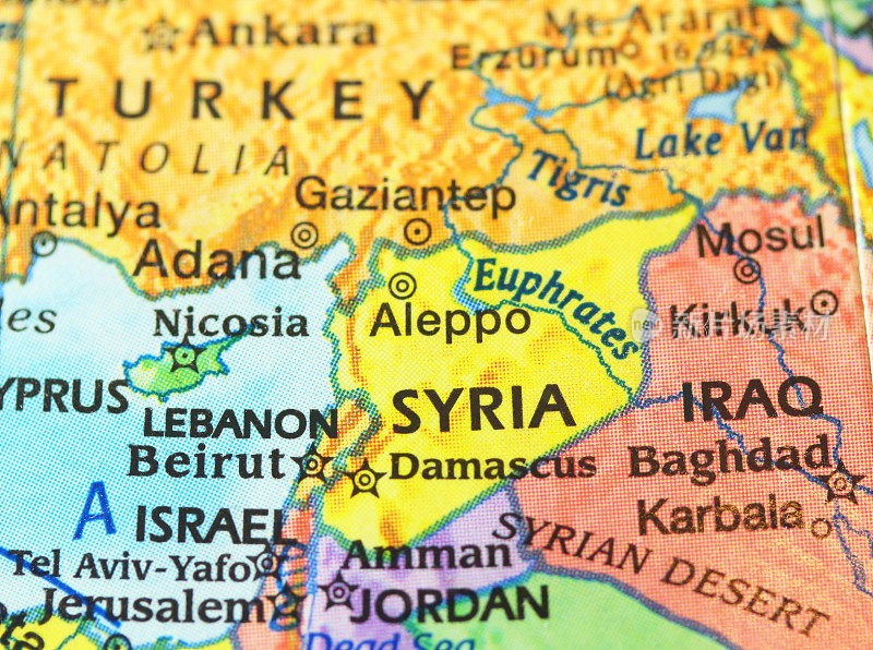 叙利亚和邻近波斯湾国家地图