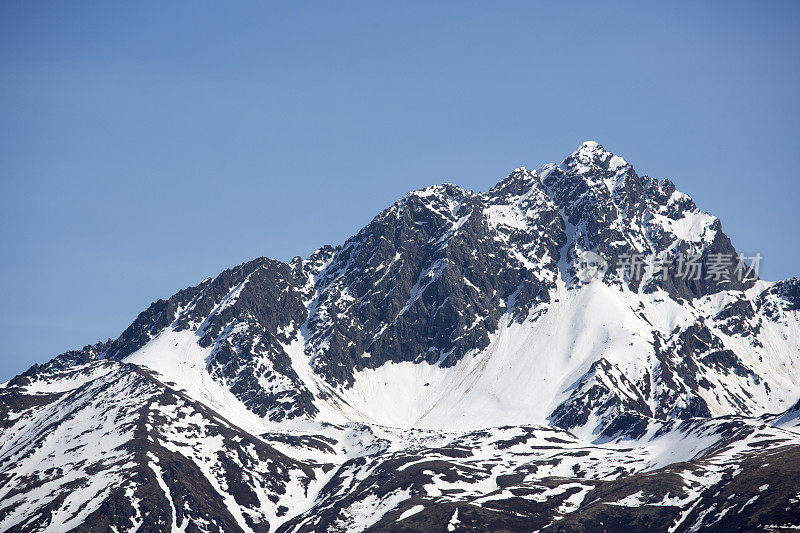 阿拉斯加和自然，冰雪覆盖的阿拉斯加山脉与自然之美