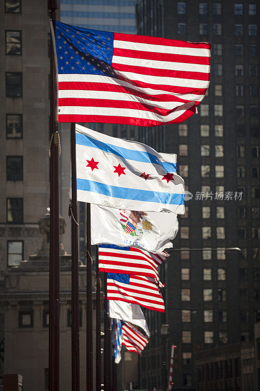 芝加哥和伊利诺斯州的市中心是旗帜