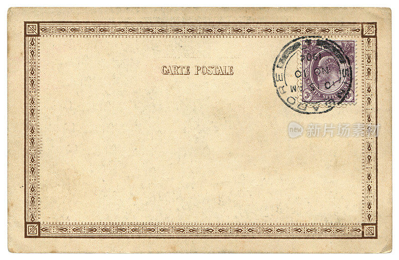 20世纪早期的空白新加坡明信片背景