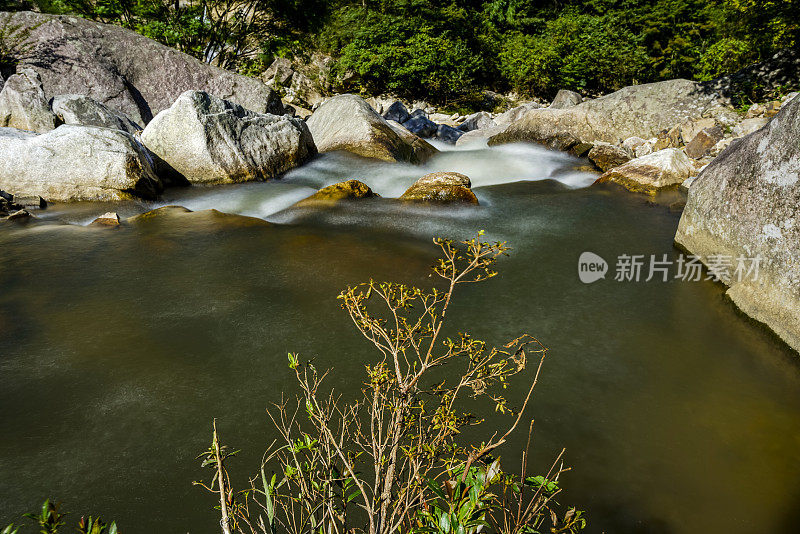 红溪河在中国桂林的原始森林里