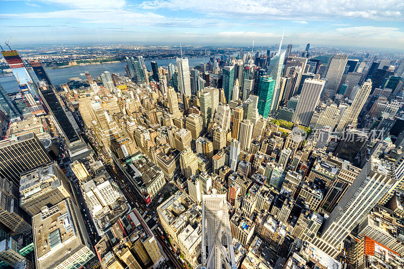 鸟瞰图曼哈顿市中心照片上午纽约