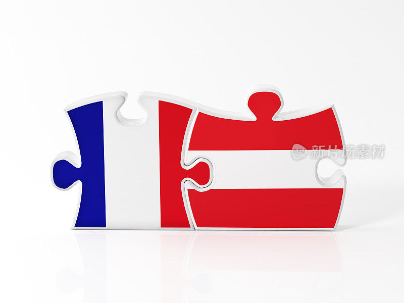 用法国和奥地利国旗纹理的拼图