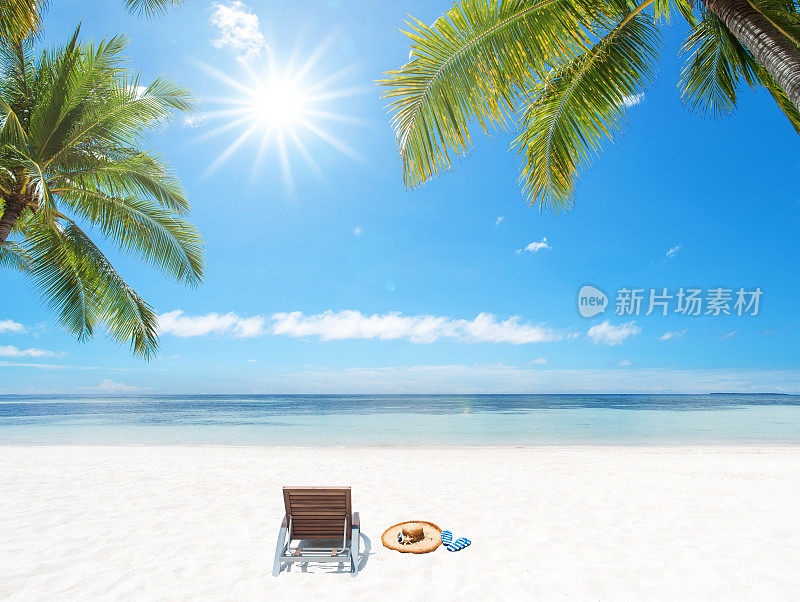 夏季热带海滩度假和度假场景