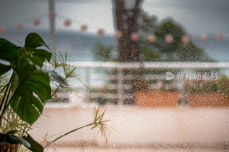 雨滴落在窗户上