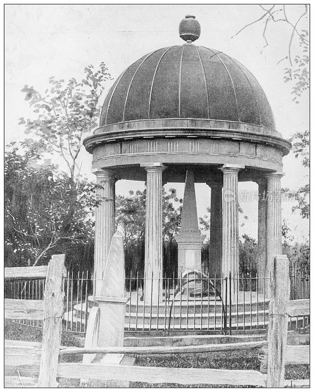 美国地标的古董黑白照片:波尔克的坟墓，纳什维尔，田纳西州