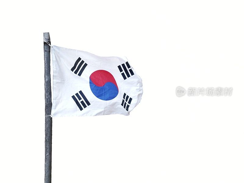 韩国国旗和白色背景