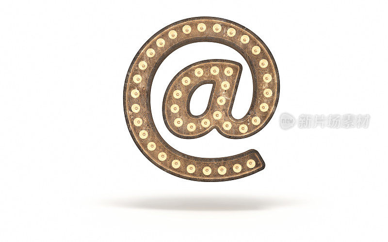 用混凝土灯泡装饰的电子邮件标志