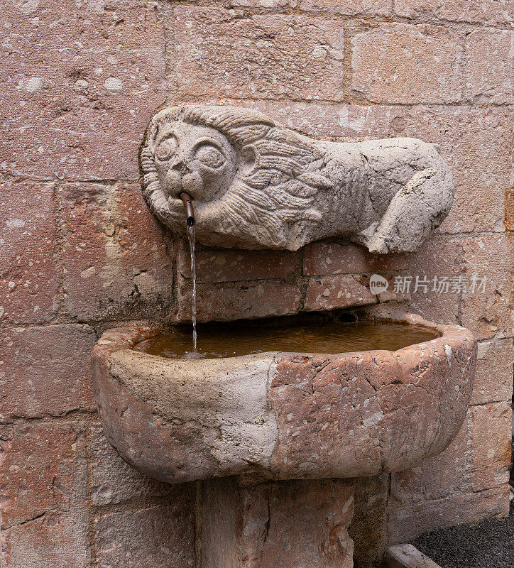 狮子浮雕喷泉在Spoletina门，莱昂内萨拉齐奥意大利