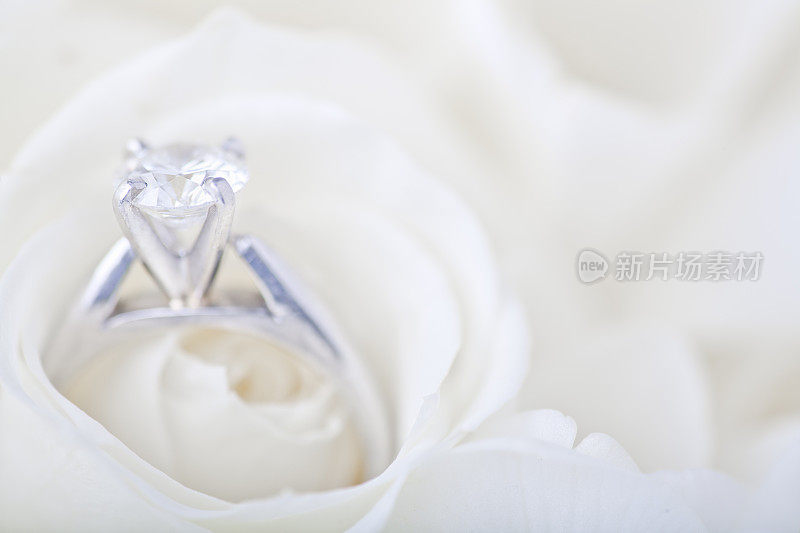 白玫瑰镶的订婚戒指