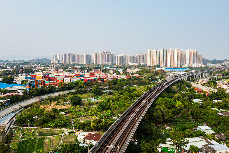 无人机拍摄的香港天水围