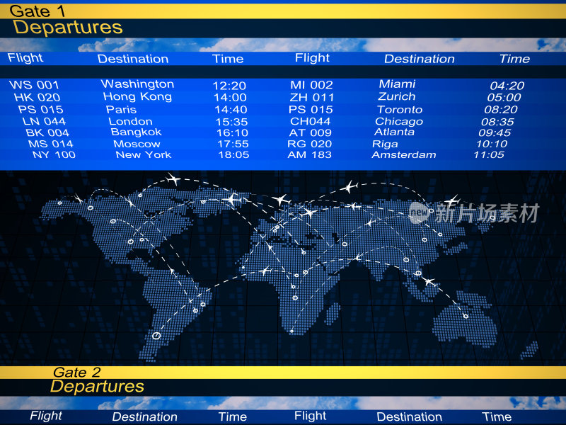 抽象的航空公司时间表和交通