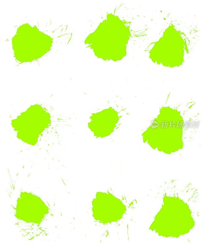 九个孤立的绿色斑点