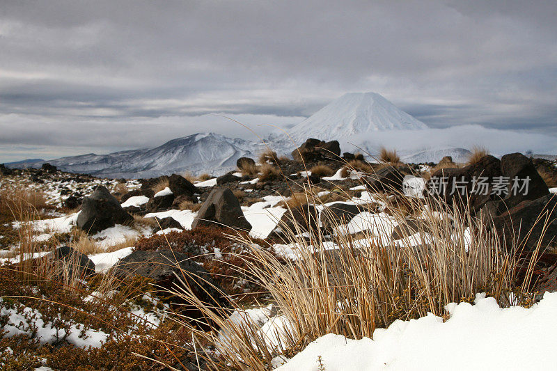 雪覆盖的火山