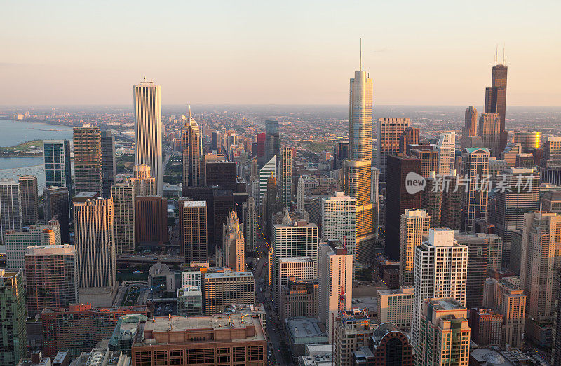 芝加哥市中心-鸟瞰图