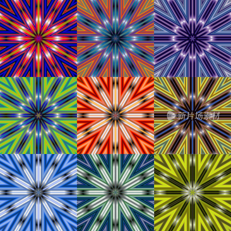 星星图案在9个多彩的变化