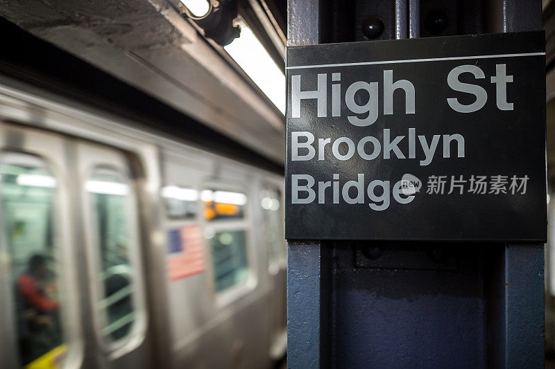 纽约高街布鲁克林大桥的地铁标志