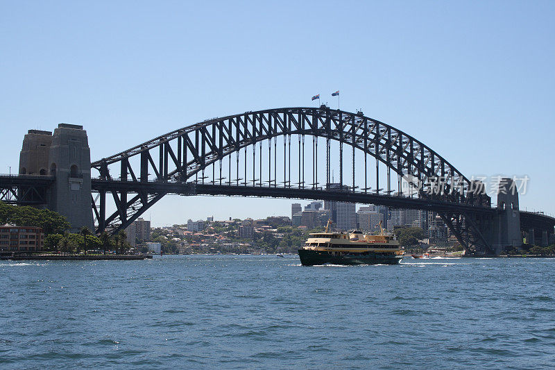 悉尼海港大桥下的曼利渡轮