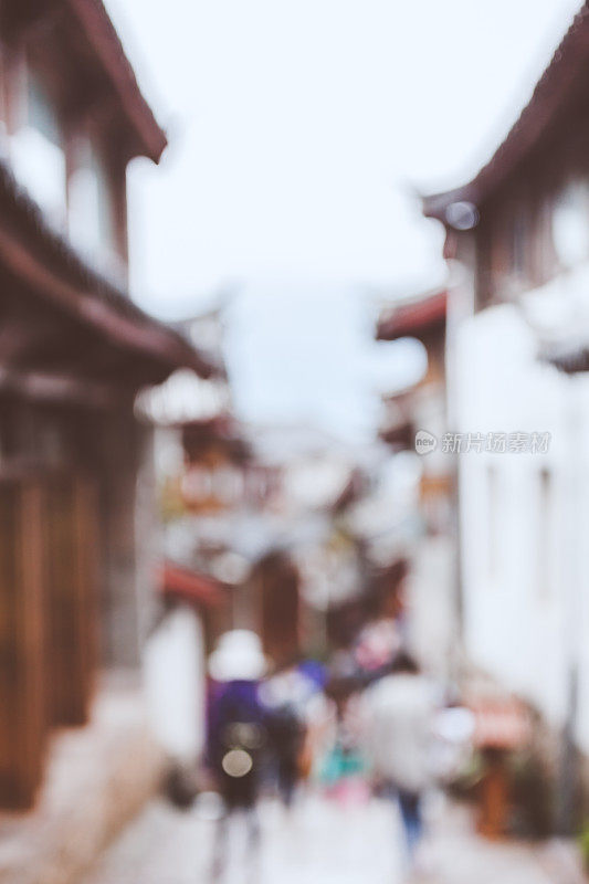 游客散焦的Ljiang古镇景观