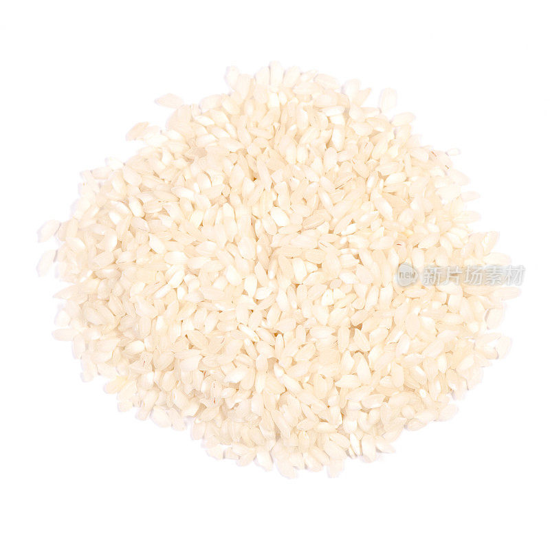 白色背景上的一堆米粒
