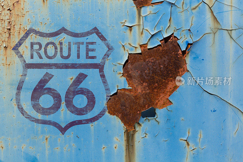 66号公路的蓝色金属标志