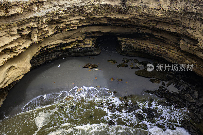 戏剧性的大西洋海滩，Akhfennir,Tarfaya，摩洛哥，北非。