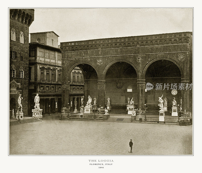 凉廊，佛罗伦萨，意大利，古代意大利照片，1893