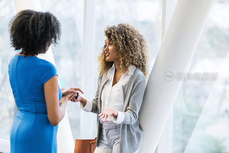 年轻的女商人与成熟的女商人交谈