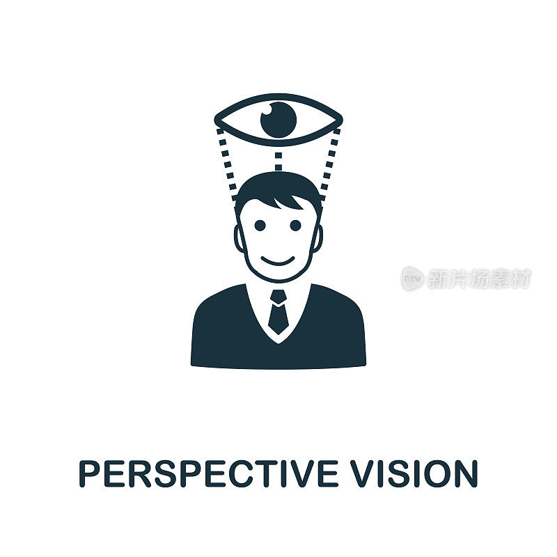 透视视觉图标符号。创意标志来自企业管理图标集合。填充平面透视视觉图标的电脑和移动