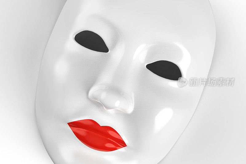 3d渲染红唇面具孤立在白色背景股票照片