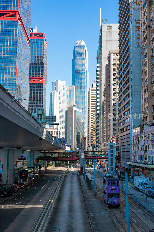 中环缆车道上的香港街景