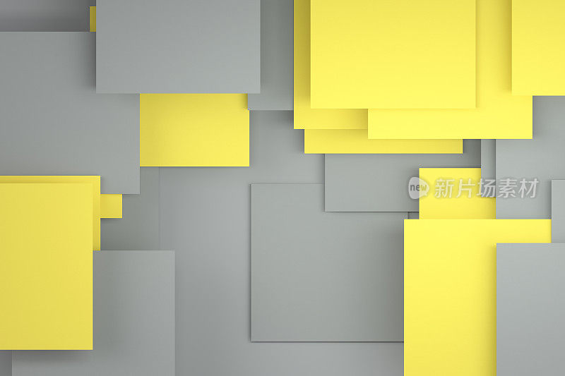 3D纸层背景，2021潘通颜色终极灰色照明黄色