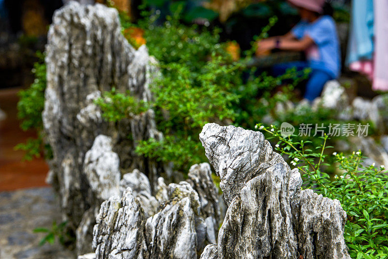 中国广州宝摩花园假山钟乳石特写