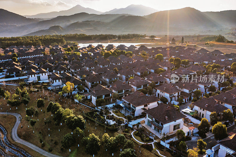 联排别墅和住宅鸟瞰图