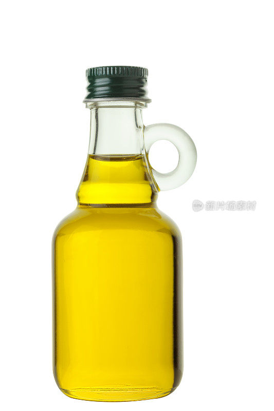 有机橄榄油或带有剪切路径的酒瓶