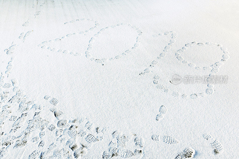 新年2019足迹雪地